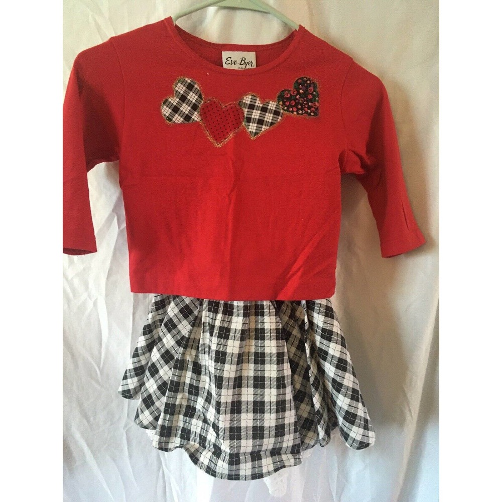 VINTAGE Eve Byer California Kids Girls Red Plaid Skirt Top Outfit 6x 90s Preppy